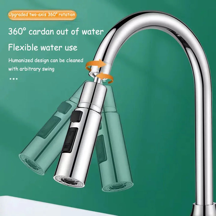 HydroFlex360 – Multifunctional 360°/720° Rotatable Kitchen Faucet Attachment with 3 Spray Types | Kalsten