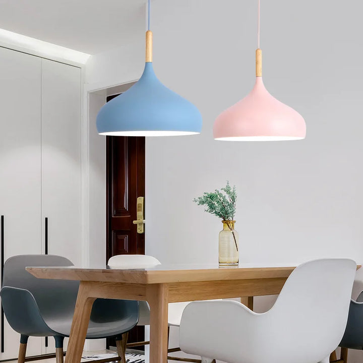Modern Macaron Pendant Lamp – Colorful LED Chandelier for Bedroom, Restaurant, Office & Living Room – Adjustable Aluminum Hanging Light | Kalsten