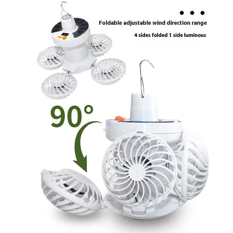 Kalsten | Ventolux Solar Camping Lamp with Fan | Foldable & Portable | 3 Wind Levels & LED Lighting | For Tent, Terrace & Outdoor