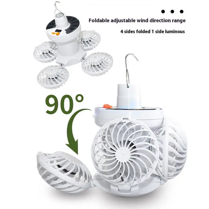 Kalsten | Ventolux Solar Camping Lamp with Fan | Foldable & Portable | 3 Wind Levels & LED Lighting | For Tent, Terrace & Outdoor
