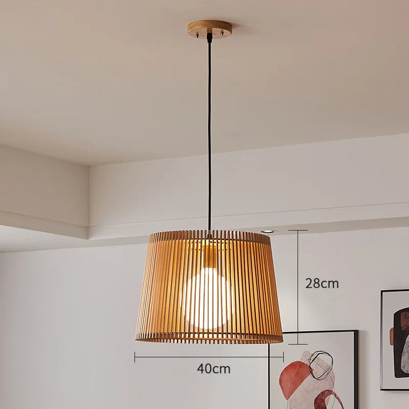 Modern Japanese Birdcage Pendant Lamp – Wooden Bucket Chandelier for Living Room, Bedroom, and Bar Décor | Kalsten
