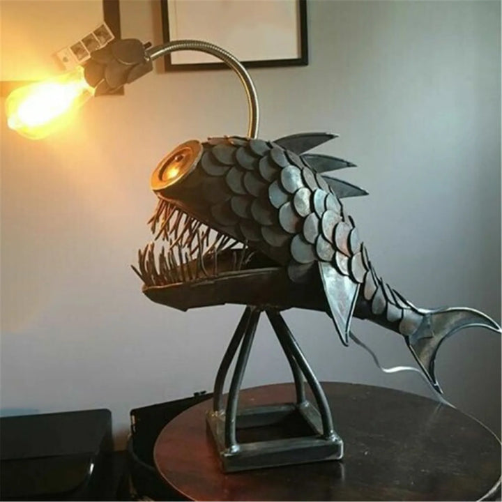 Fishing Light Table Lamp – Handmade Adjustable Lamp with Rustic Fish Design | Kalsten