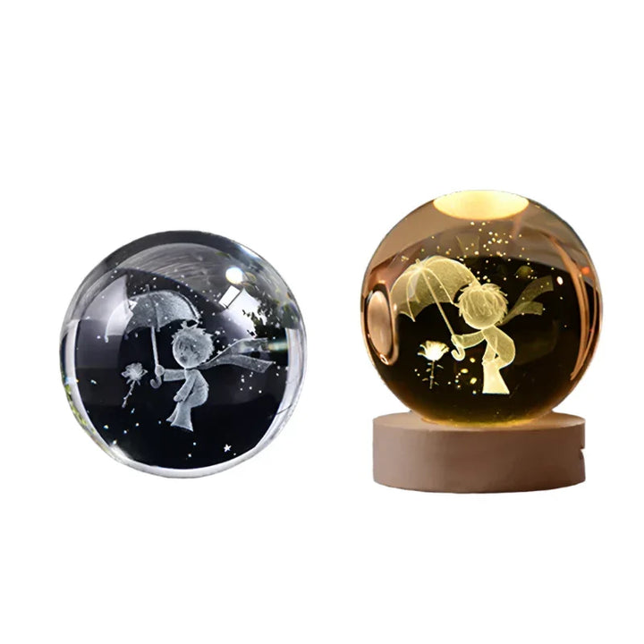 3D Crystal Night Light LED - Starry Sky Projector with Wooden Base, Romantic Lighting for Bedroom & Gifts | Kalsten