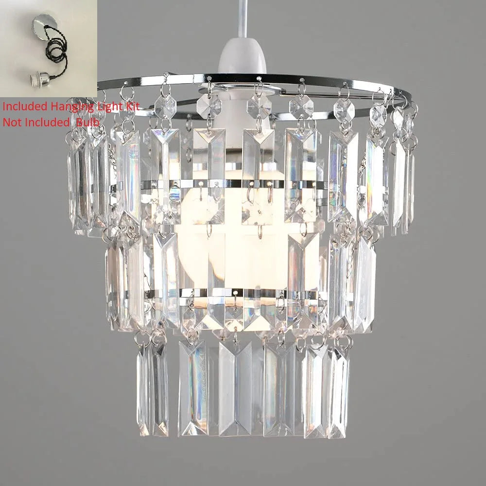 Modern 3-Tier Clear Beaded Chandelier: Elegant Acrylic Droplet Lampshade | Kalsten