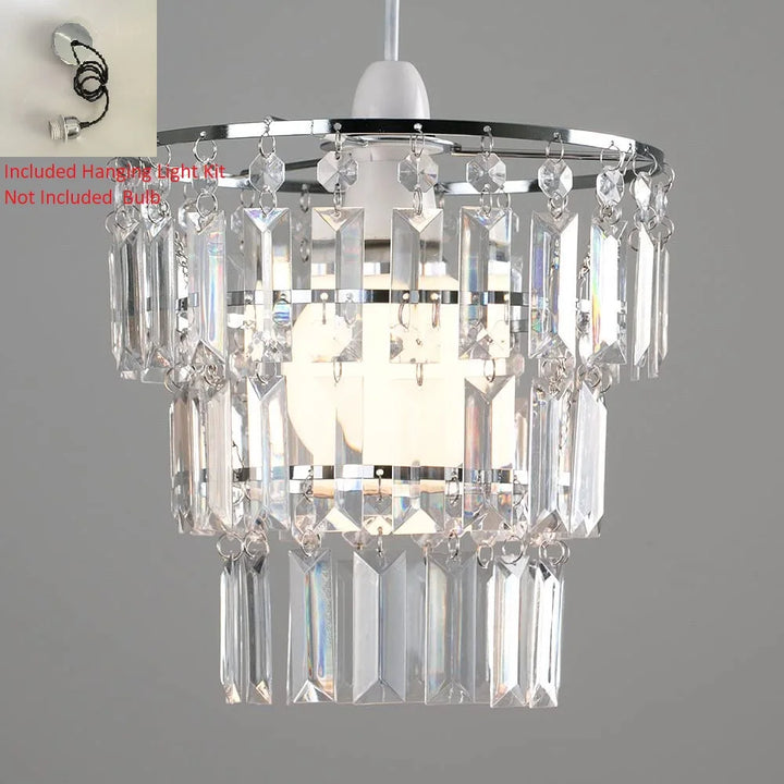Modern 3-Tier Clear Beaded Chandelier: Elegant Acrylic Droplet Lampshade | Kalsten