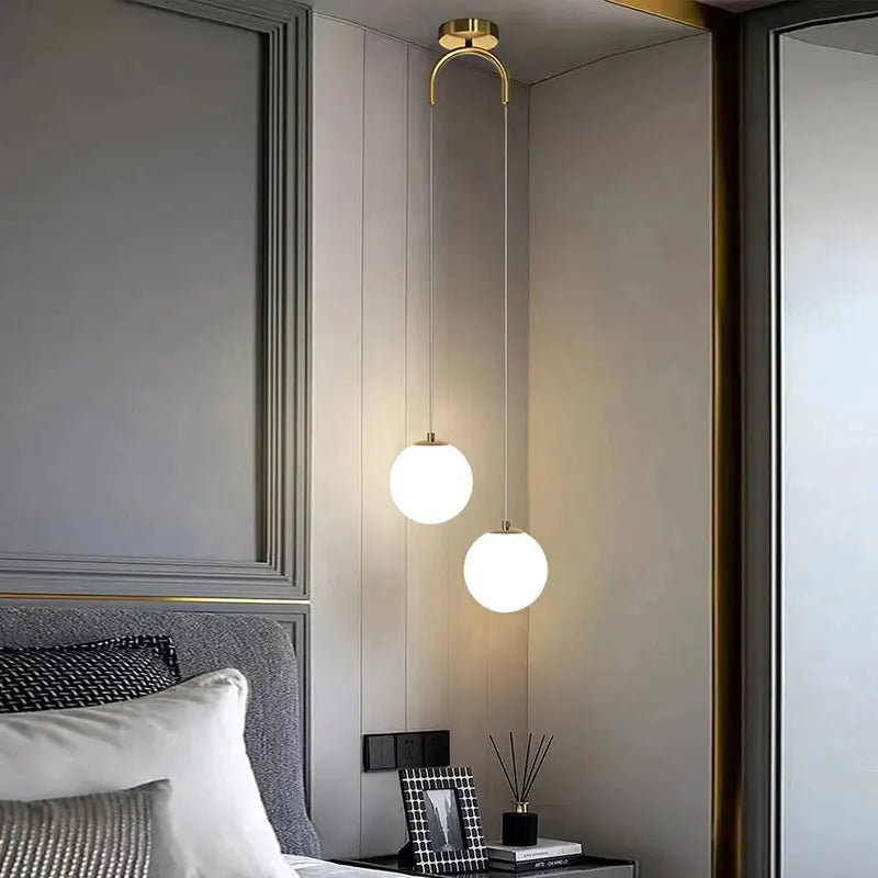 Modern Glass LED Pendant Light – Nordic Style Hanging Lamp for Living Room, Bedroom, Restaurant, and Bar, 220V AC, Indoor Lighting Fixture | Kalsten