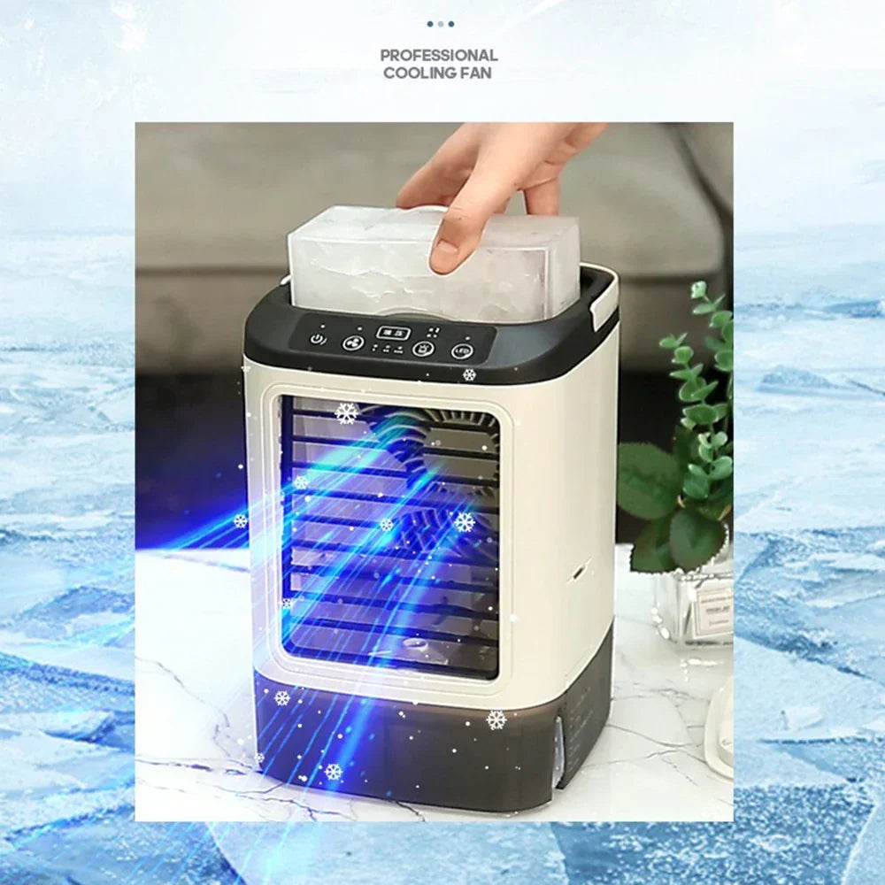 USB Portable Mini Air Conditioner Fan – 3-Speed Desktop Cooling Fan with LED Night Light, Air Cooler for Home, Office, and Camping | Kalsten