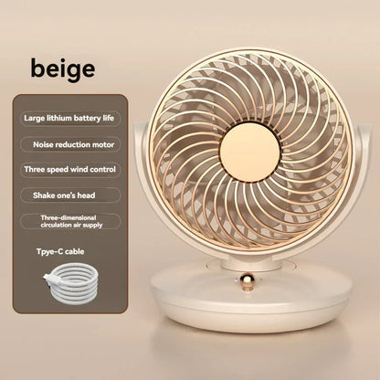 Brehn | BreezeLoop Table Fan with 360° Rotation | USB Fan with 3 Speeds & Battery | Quiet & Compact | For Office, Bedroom & Home
