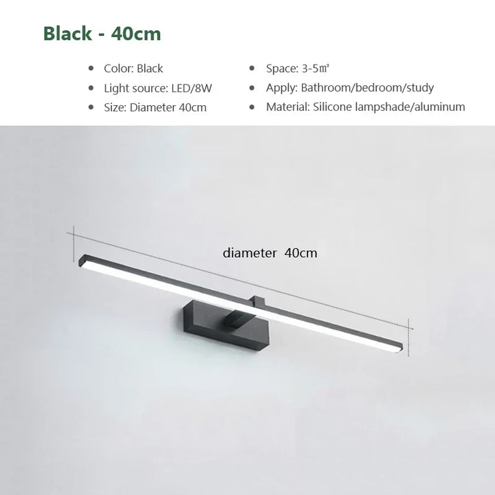 Modern LED Wall Light for Bathroom – 3-Color Adjustable Light Aluminum LED Mirror Lamp for Makeup and Bathing | Kalsten