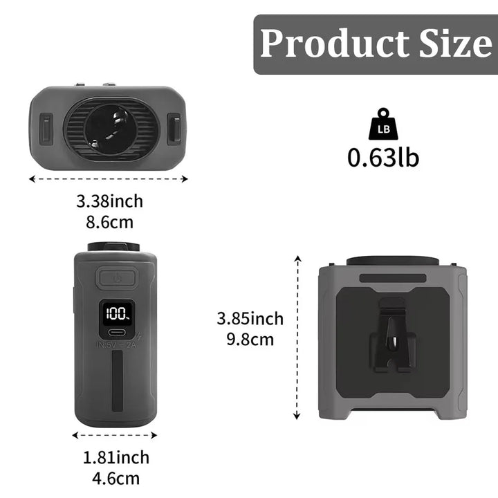 10000mAh Waist Clip Fan with Power Bank – Portable Hands-Free Rechargeable Fan | 5-Speed Cooling, Battery Display, USB Charging, Outdoor Wearable Fan | Kalsten