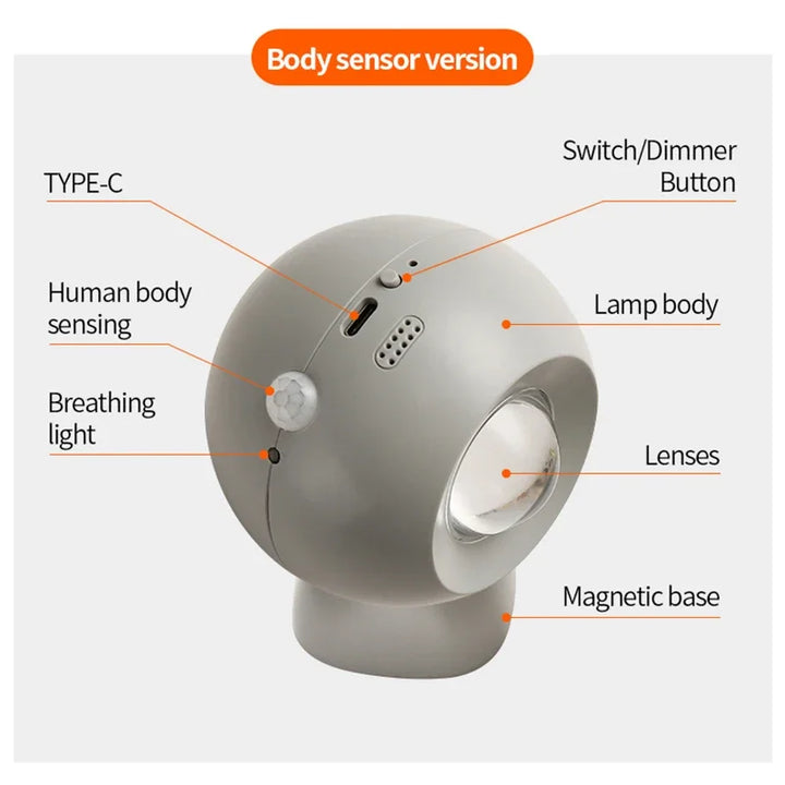Rotating Mini Magnetic Rechargeable Wall Lamp | Kalsten