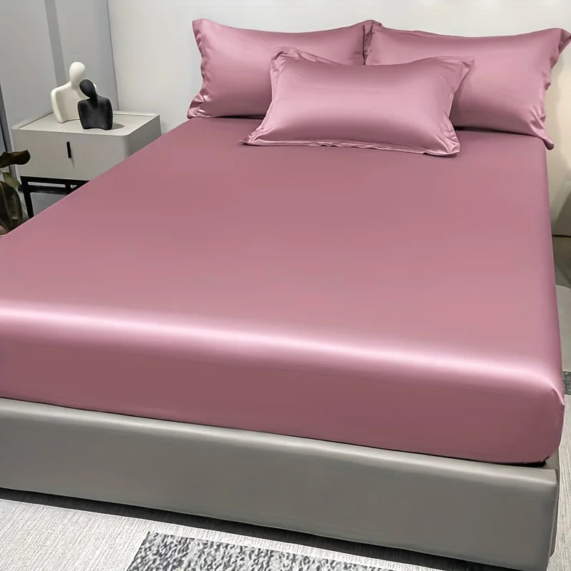 Skanto | SatinDreams Luxury Fitted Sheet | Silk Satin Bed Sheet | Breathable & Cooling | Wrinkle-Free | Easy Care
