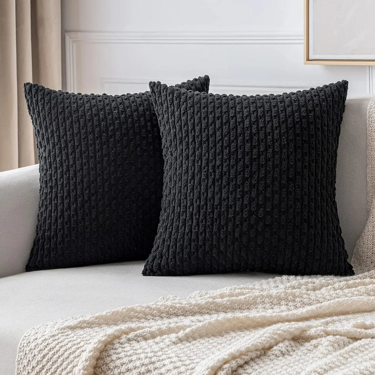 Skanto | Boho Corduroy Pillow Cover – Stylish Striped Decorative Pillowcase for Sofa or Bed