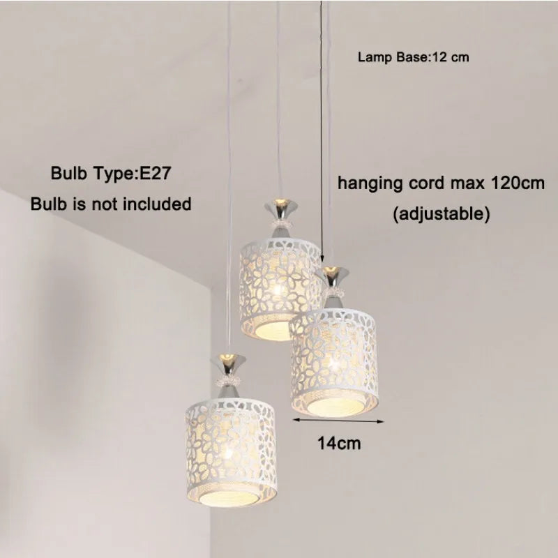 Modern White Crystal Pendant Chandelier – Recessed Ceiling Light Fixture with LED Bulbs for Bedroom, Living Room, Kitchen, and Stairs | Kalsten