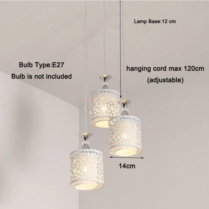Modern White Crystal Pendant Chandelier – Recessed Ceiling Light Fixture with LED Bulbs for Bedroom, Living Room, Kitchen, and Stairs | Kalsten