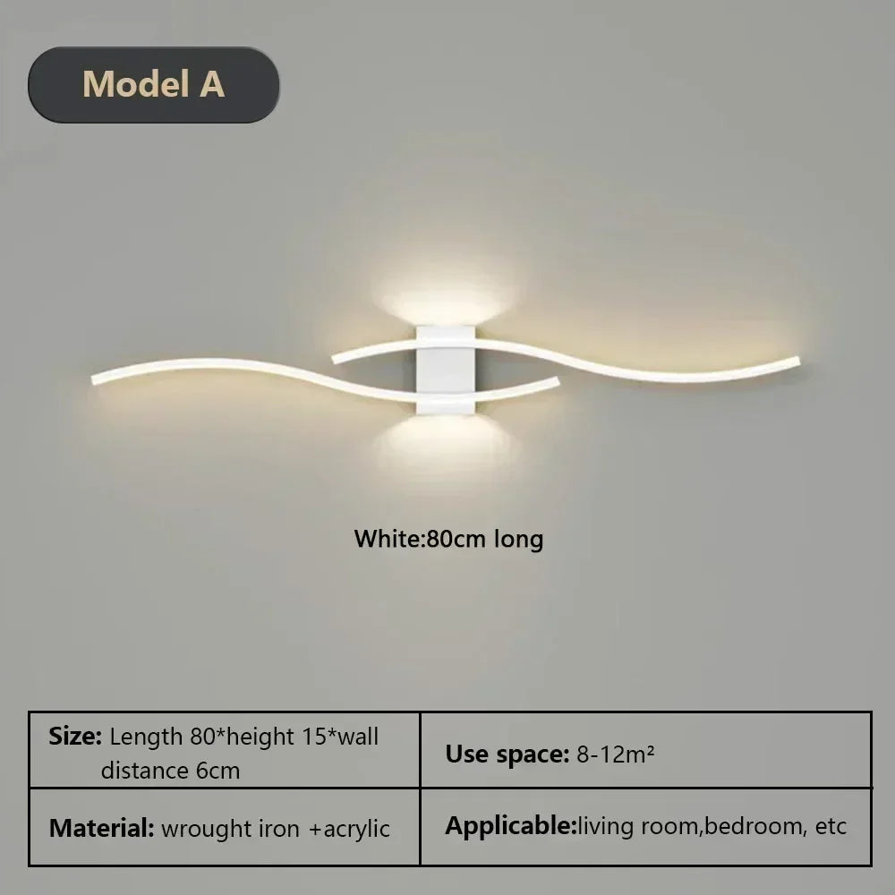 Modern LED Wall Lamp – Black, White, and Gold Wall Light Sconce for Living Room, Bedroom, Bedside, and Decorative Lighting | Kalsten