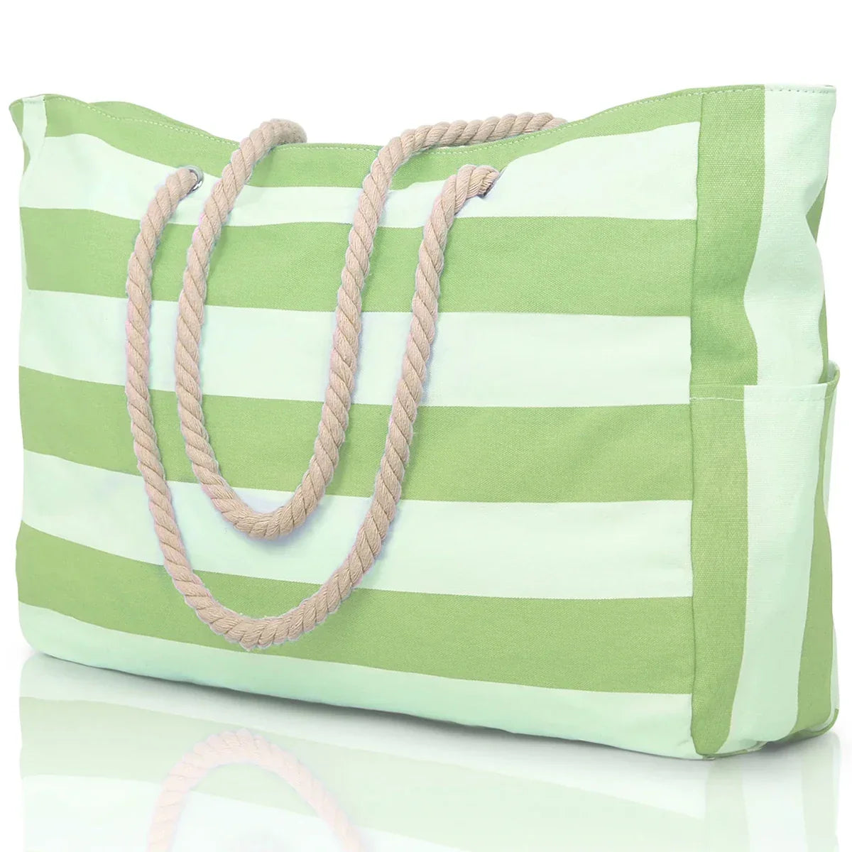 Skanto | Marivalis Striped Beach Bag with Zipper | Foldable & Waterproof | Sand-Resistant Canvas | For Travel & Vacation