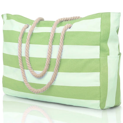Skanto | Marivalis Striped Beach Bag with Zipper | Foldable & Waterproof | Sand-Resistant Canvas | For Travel & Vacation