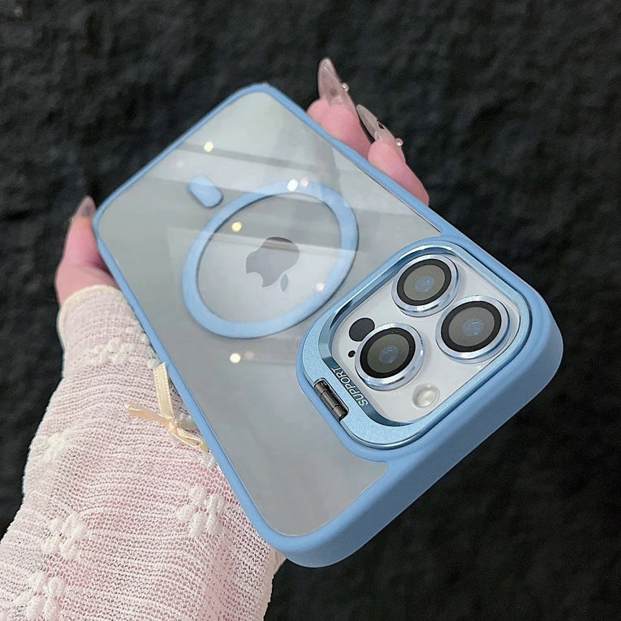 Skanto | Magnetic Shockproof Magsafe Phone Case Stand Glass Lens Protector Cover
