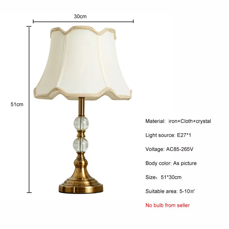 American Imitation Copper Crystal Bedside Lamp - Modern European Style Desk Lamp | Kalsten