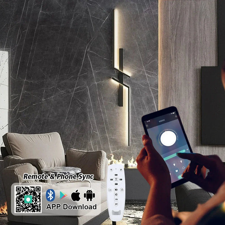 Modern Dimmable LED Wall Light – Remote-Control Minimalist Wall Sconce for Bedroom, Living Room, and TV Background | Kalsten