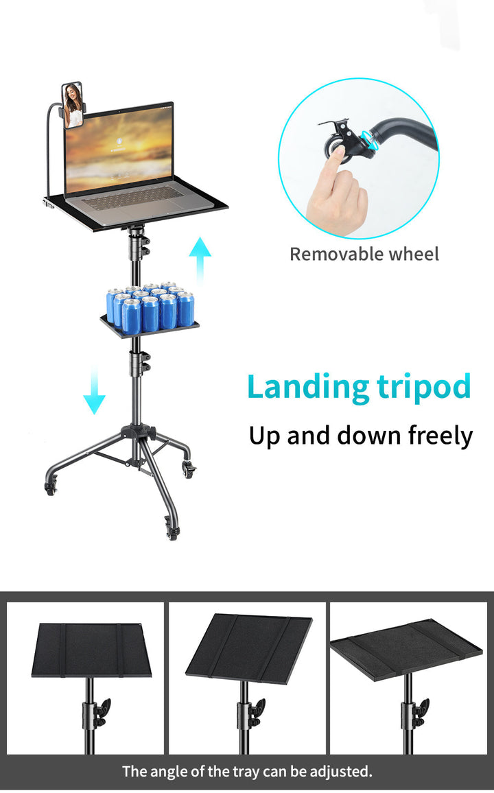 Adjustable Folding Laptop Table Stand with detachable tyres and 2 Trays for Comfort everywhere Kalsten