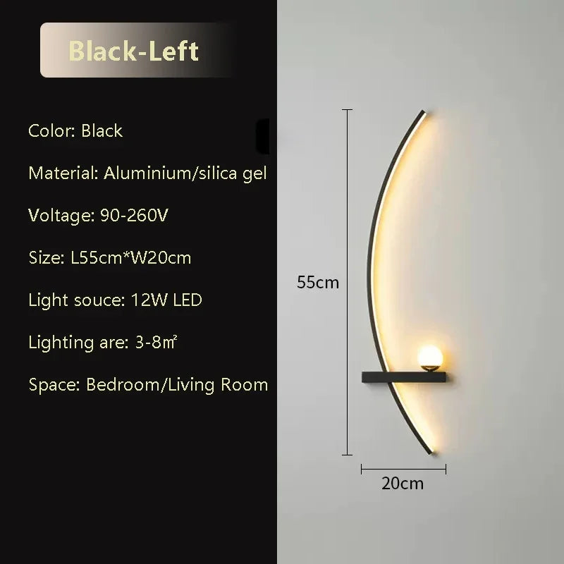 Modern LED Wall Lamp Black Gold - Sleek Long Strip Design for Versatile Illumination | Kalsten