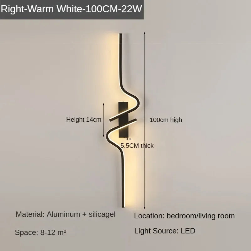 Modern Minimalist Strip Led Wall Light Bedroom Lights For Bedside Wall Sconce Led Light Living Room TV Sofa Background Wall Lamp | Kalsten