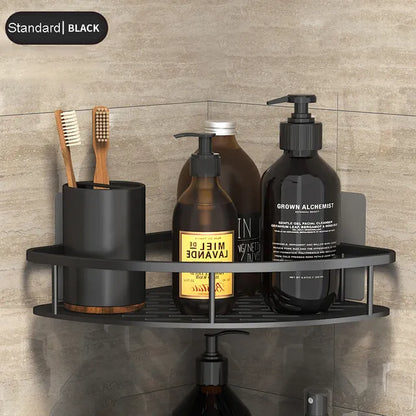 Skanto | Stylish and Practical No-Drill Shower Corner Shelf – Space-Saving Bathroom Storage Rack
