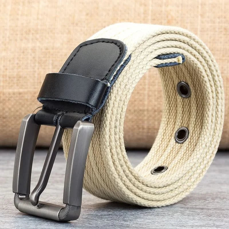 Kalsten | Men’s Canvas Belt – Adjustable Casual Striped Waistband