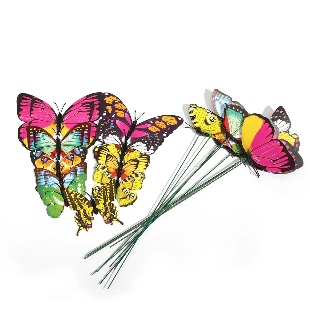 Kalsten | FloraViva Butterfly Garden Stakes | Set of 10 | Weatherproof & Colorful | For Beds, Flower Pots & Balcony