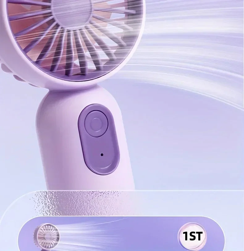 Mini Handheld USB Fan – 3-Speed Strong Wind Portable Desk Fan, Rechargeable for Students, Office, Outdoor, Travel, and Camping | Kalsten
