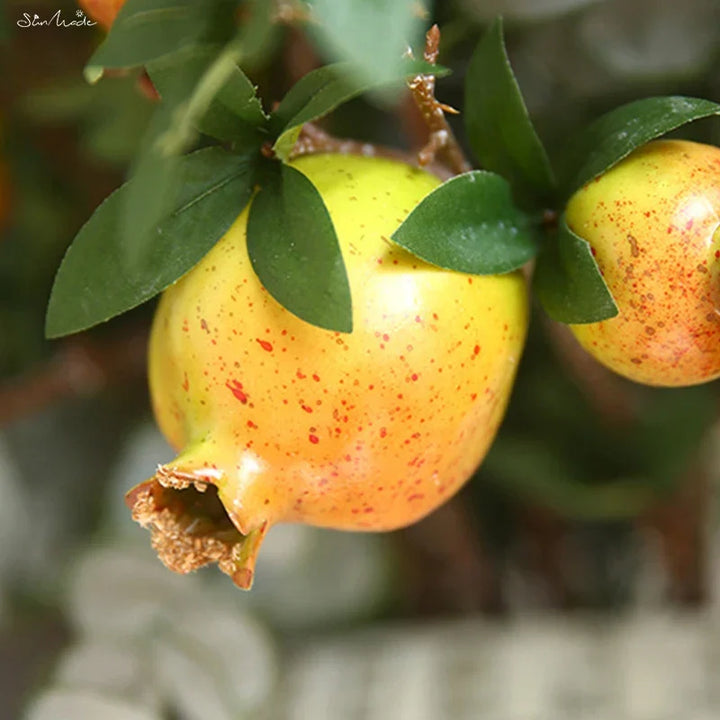 6-Piece Artificial Pomegranate Fruit Branch with Leaves | Kalsten