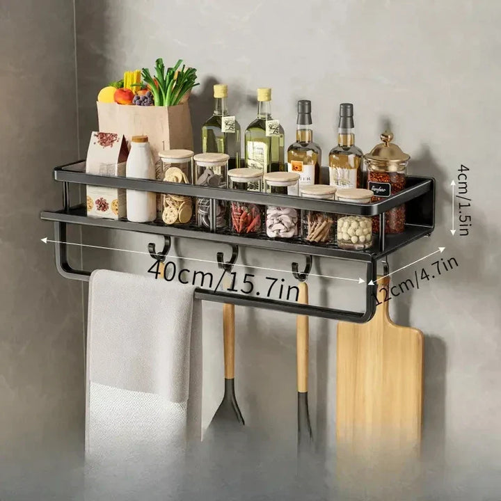 Wall-Mounted Kitchen Rack – Space-Saving and Stylish Aluminum Rack for Kitchen Utensils | Kalsten