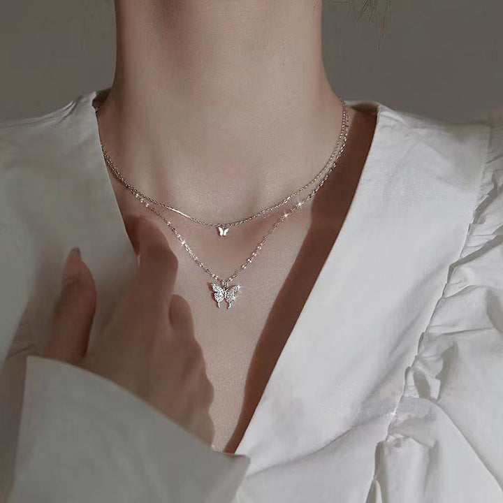 Kalsten | Dreamy Wings Silver Double Layer Necklace