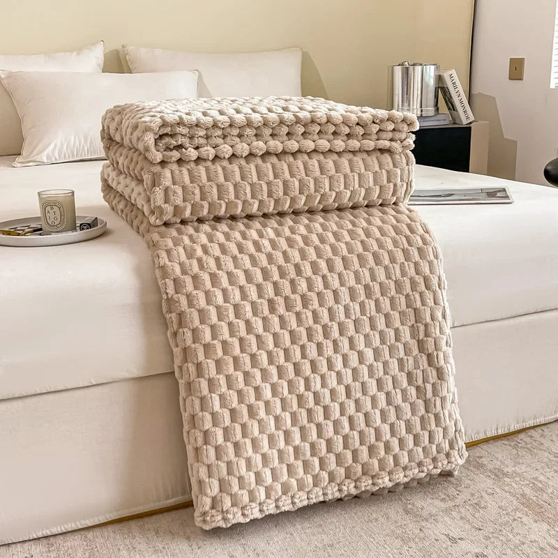 Kalsten | Checked Soft Velvet Blanket Warm Cozy Throw for Couch and Bed