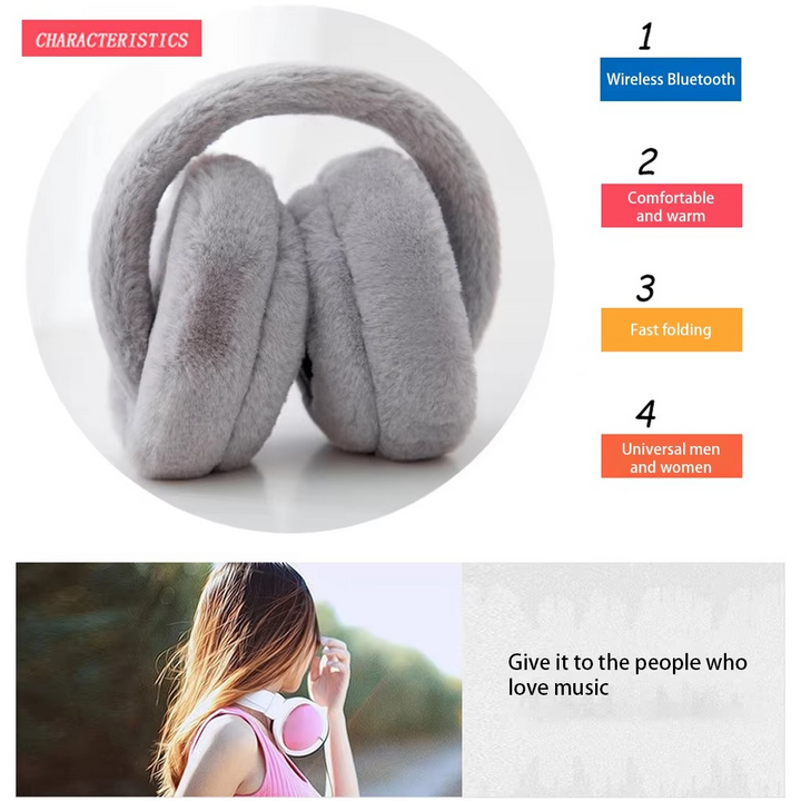 Kalsten | Wireless Plush Earphones with Bluetooth 5.2 and Warm Fur Design