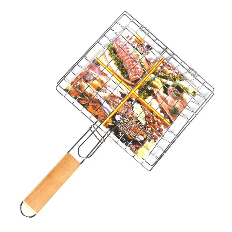 Skanto | Large Stainless Steel Grill Basket – Foldable BBQ Rack for Fish, Portable Outdoor Camping & Kitchenware