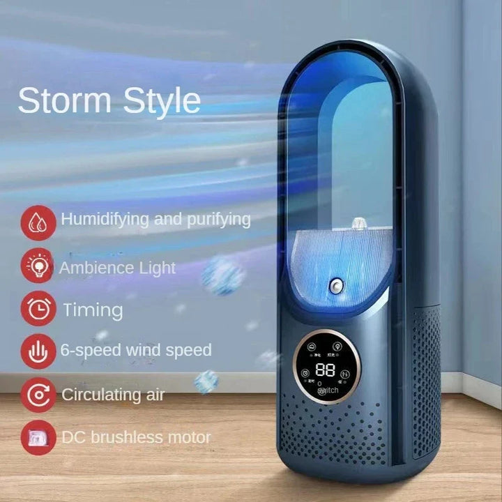 Portable USB Leafless Air Cooler – Silent 6-Speed Electric Fan with Timer & Humidifier | Kalsten