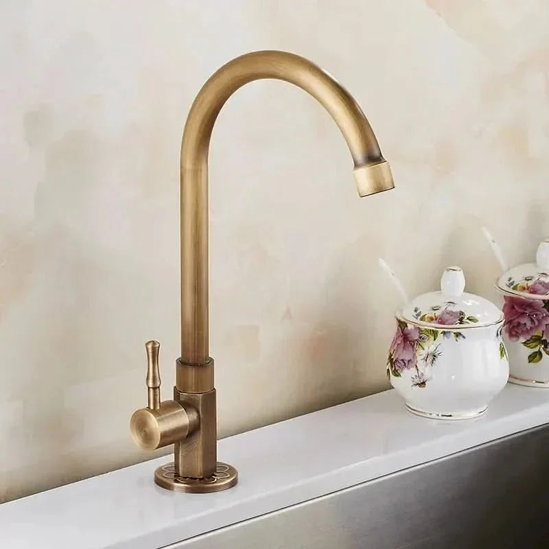 Kalsten | Antique brass swan neck tap for kitchen