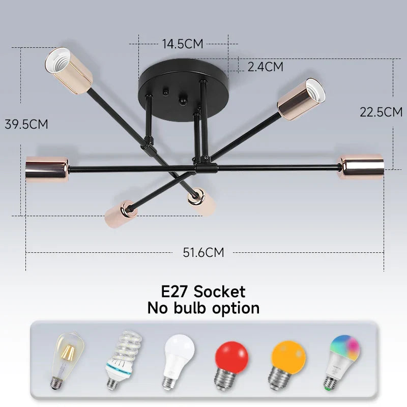 Modern LED Ceiling Chandelier – 6-Light Hanging Pendant Lamp for Living Room, Dining Room, and Kitchen | Kalsten