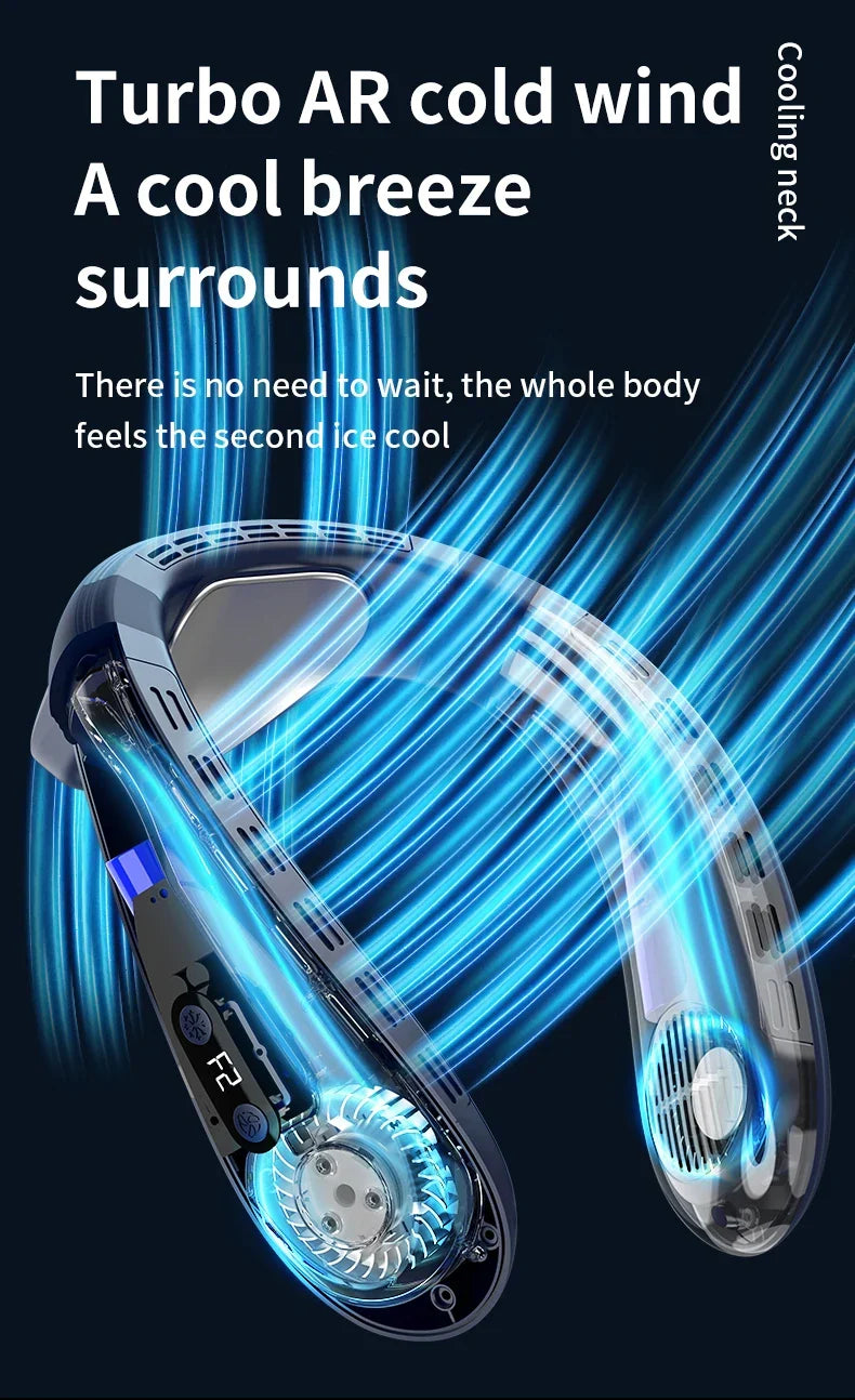 Portable Neck Fan 5200mAh – Rechargeable Wearable Semiconductor Cooling Fan, Personal Outdoor Neck Air Conditioner | Kalsten