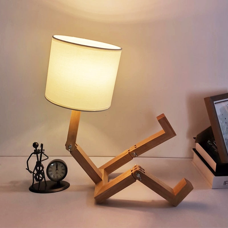 Thinker Wooden Robot Modern Night Lamp | Kalsten