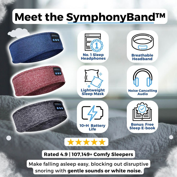 SymphonyBand Sleep Band with Wireless Headphones – Comfortable Sleeping & Relaxing | Kalsten