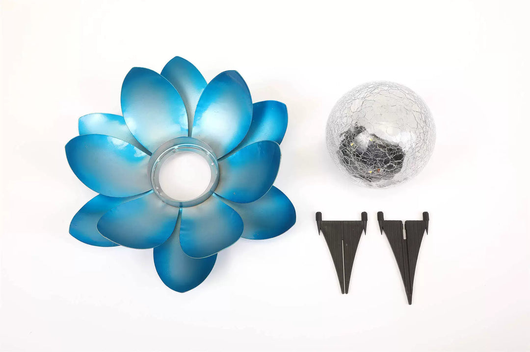 Solar Lotus Crackle Garden Light