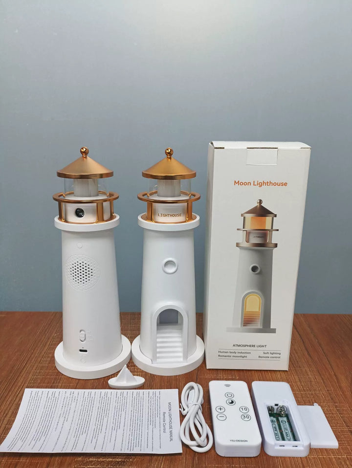 Moonlight Lighthouse Projection Lamp Ambient Night Light Bluetooth Speaker Remote Motion-Sensing Table Lamp | Kalsten