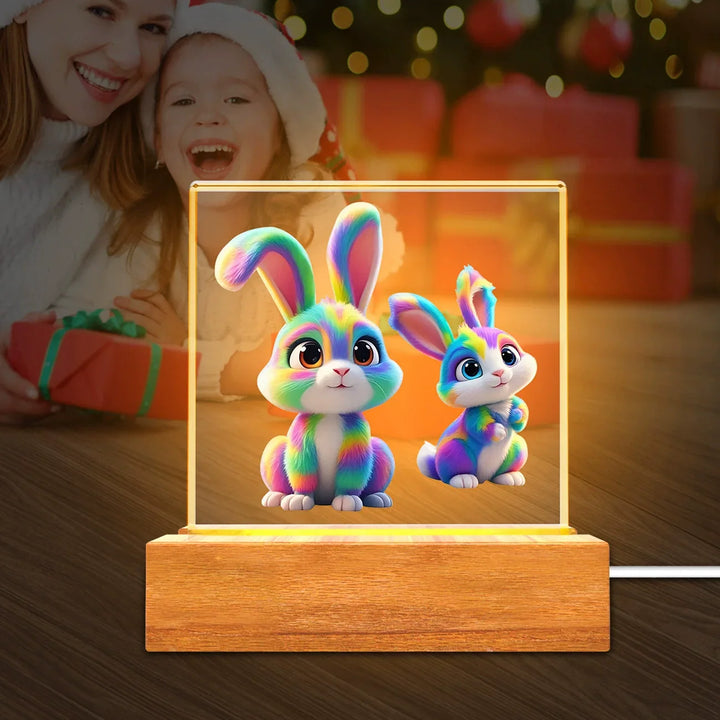 Solid Wood Base Acrylic Night Light Kids Creative Gift USB Table Lamp | Kalsten