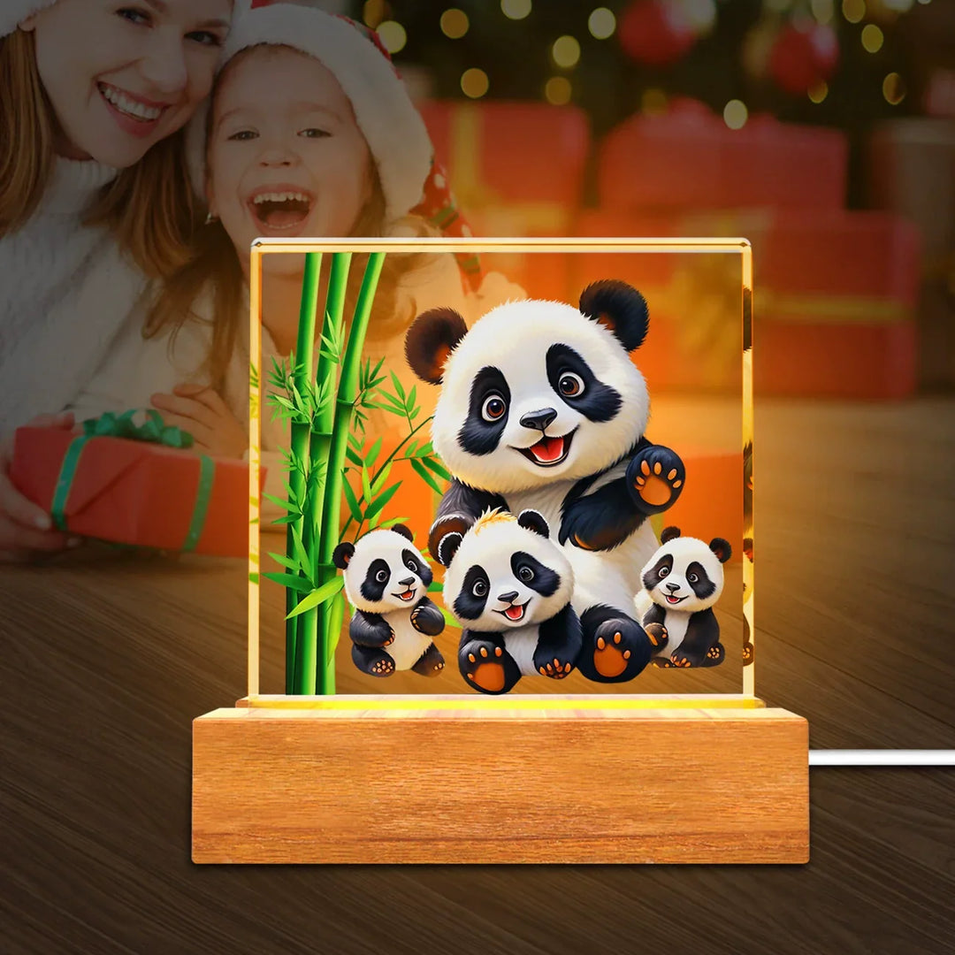 Solid Wood Base Acrylic Night Light Kids Creative Gift USB Table Lamp | Kalsten