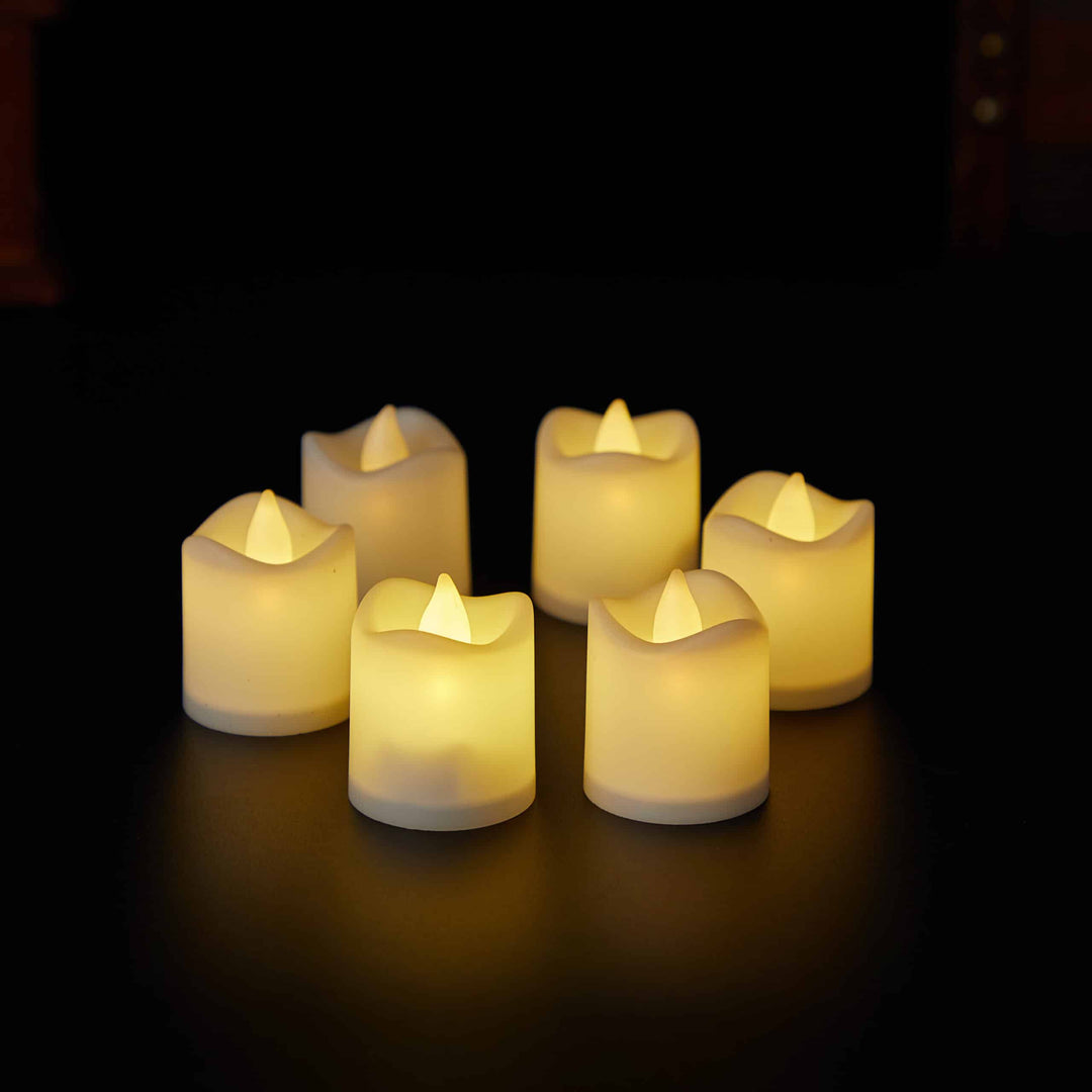 LED Light 6-Pack with 3D Flame - 4.5 cm - White - | Kalsten