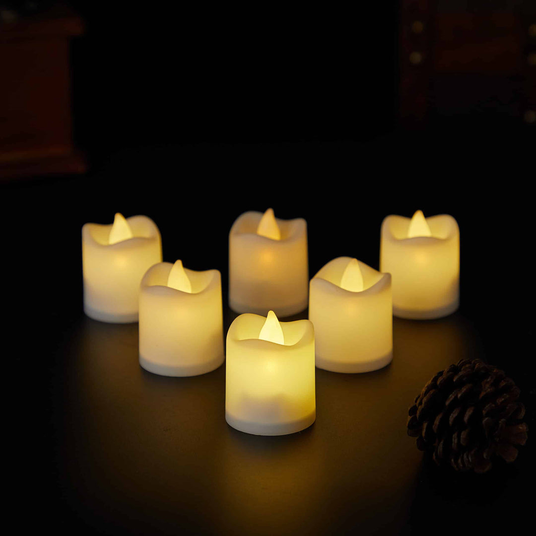 LED Light 6-Pack with 3D Flame - 4.5 cm - White - | Kalsten